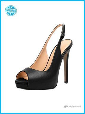 Peep Toe Platform Slingback Heels 5 Inch Stiletto Pump
